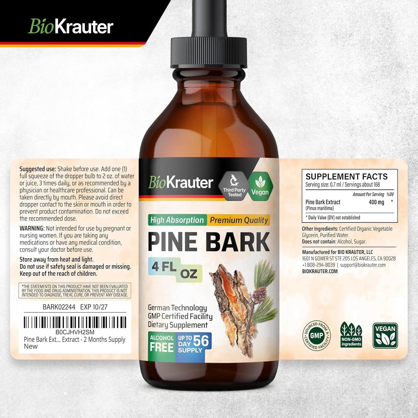 Natural Pine Bark and Gotu Kola Tincture Bundle - 4 Fl. Oz. Each
