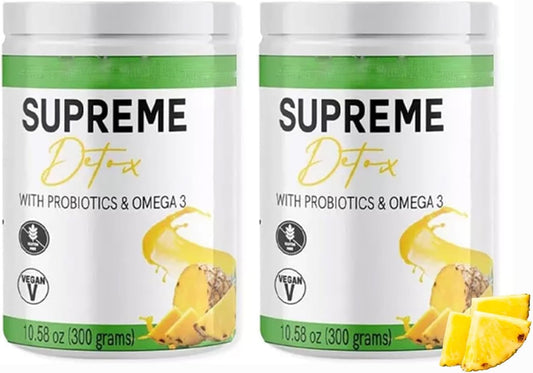 Natural Pineapple Flavor Supreme Detox Fiber Powder Supplement with Natural Ingredients - Pack of 2