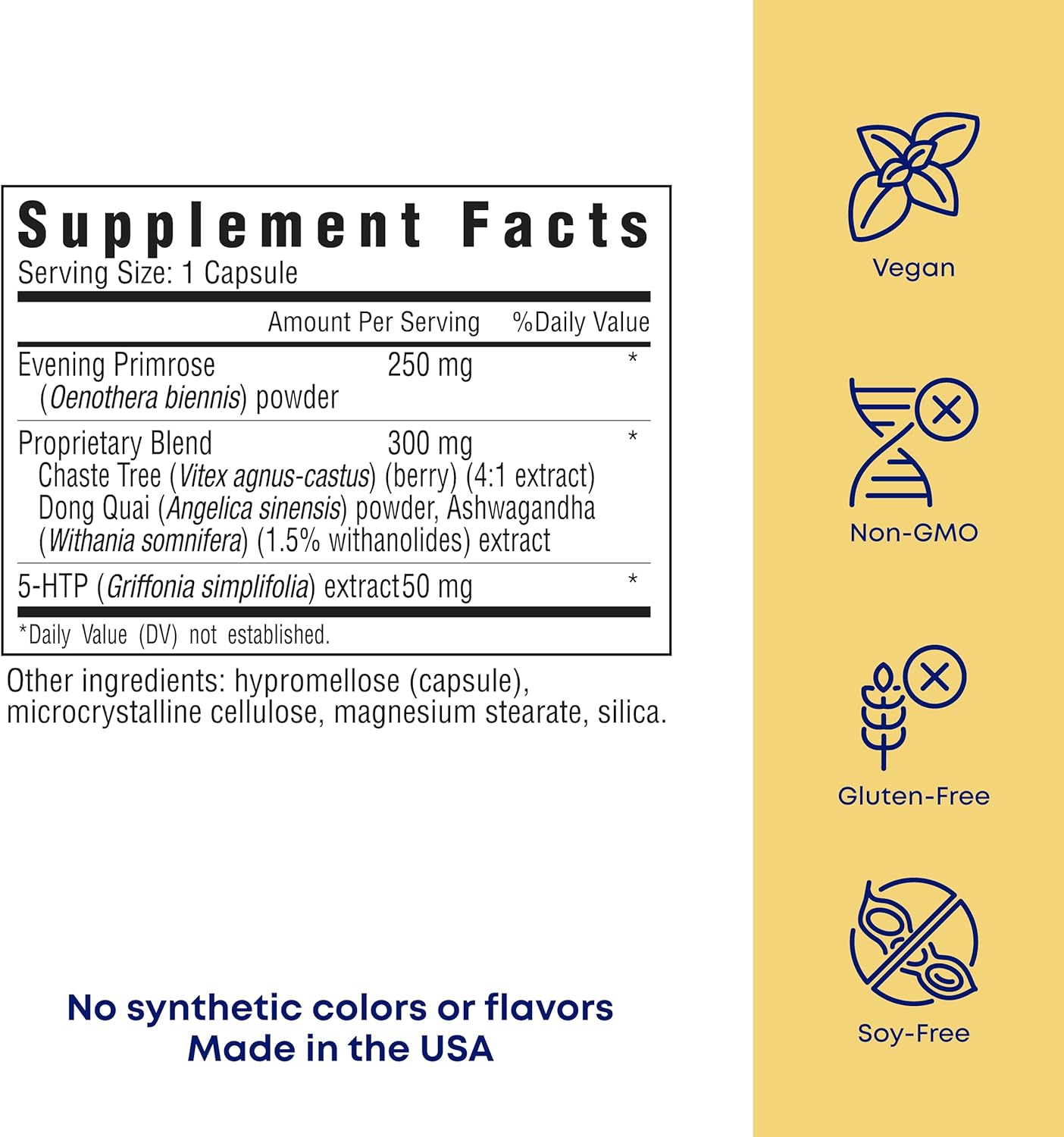 Natural PMS Relief Capsules - Supports Hormone Balance, Mood, and Menopause Symptoms - Vegan and Gluten-Free - 30 Servings