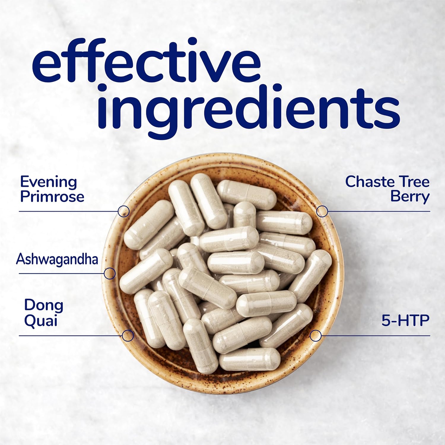 Natural PMS Relief Capsules - Supports Hormone Balance, Mood, and Menopause Symptoms - Vegan and Gluten-Free - 30 Servings