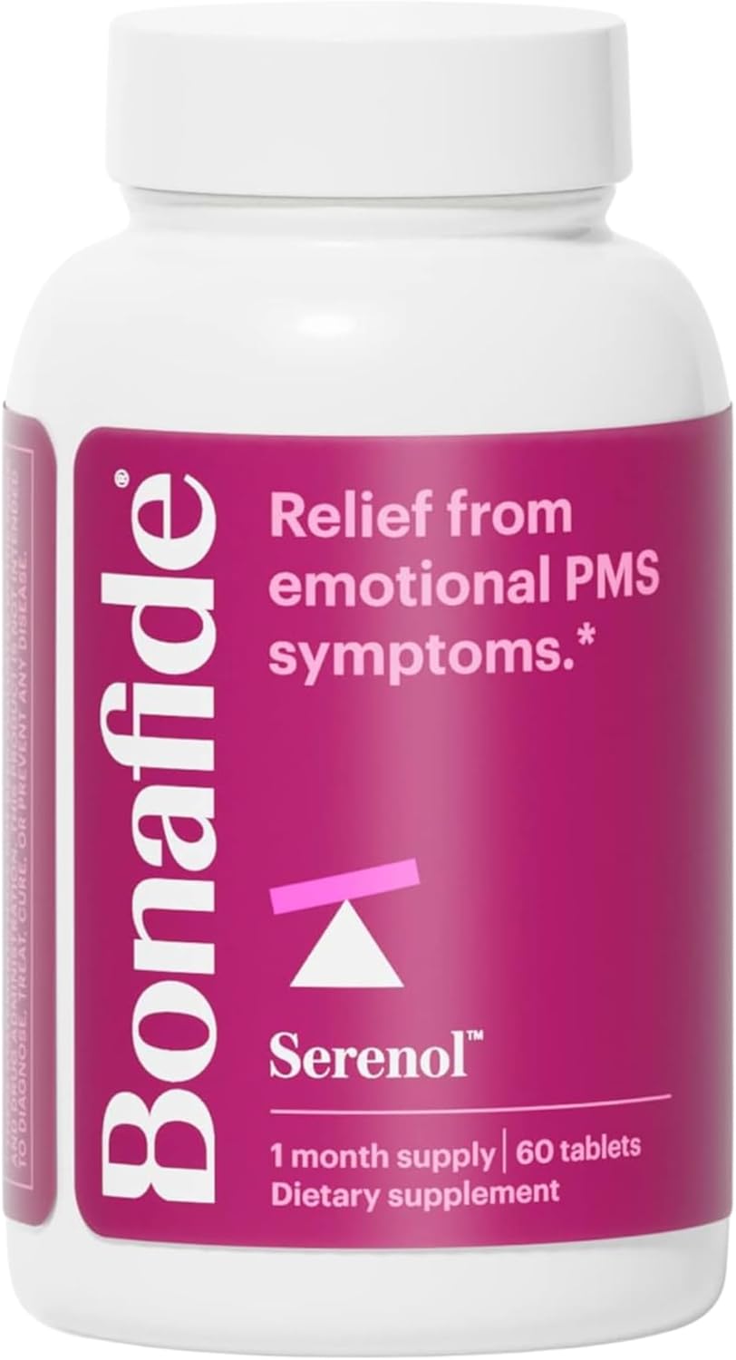 Natural PMS Relief Supplement for Mood Swings & Irritability - Bonafide Serenol Hormone-Free Tablets - 30 Day Supply