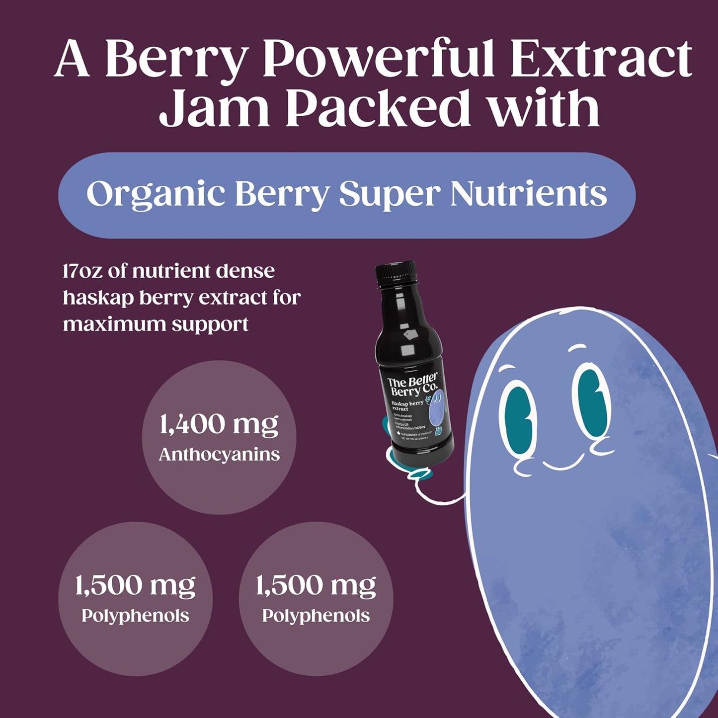 Natural Prairie Haskap Berry Extract - Rich in Antioxidants - Anti-Inflammatory - 17 fl oz Bottle - Canadian Product
