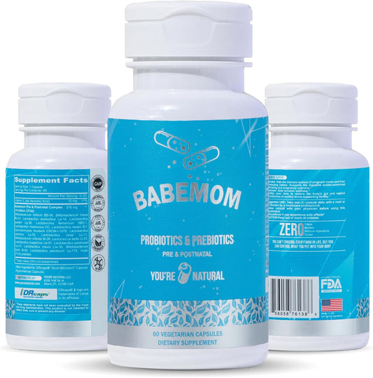 Natural Pre and Postnatal Probiotic and Prebiotic Vitamin for Women and Baby - 60 Day Supply