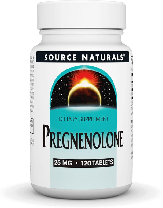 Natural Pregnenolone Supplement - 25mg, 120 Tablets by Source Naturals
