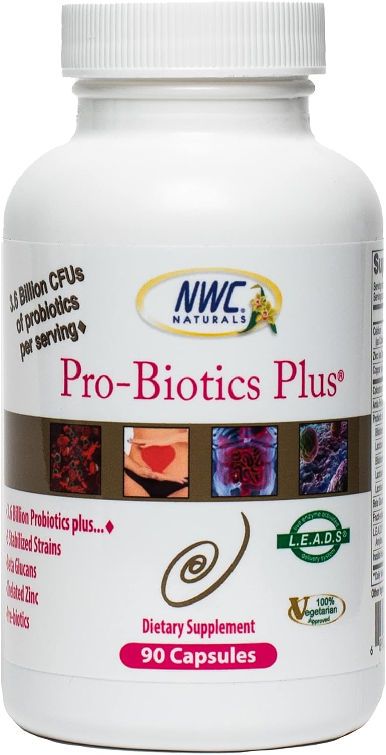 Natural Probiotics for Men, Women, and Kids - Immune System Support Supplement - Supports Digestive Health - Probiotic and Prebiotic - 90 Capsules by NWC Naturals