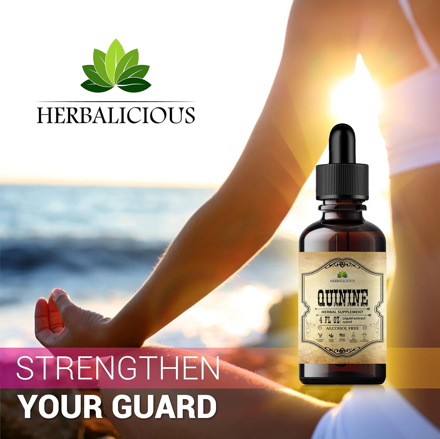 Natural Quinine Liquid Extract 4oz - Herbal Supplement for Leg Cramps, Digestive Health - Cinchona Officinalis Bark Extract, Immune System Support