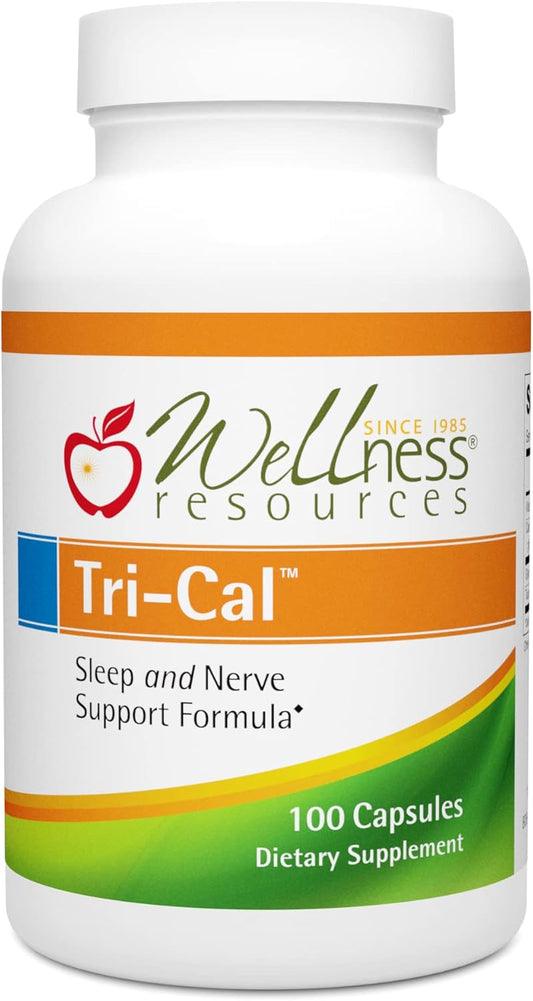 Natural Relaxation and Sleep Support with Wellness Resources Tri-Cal - Taurine, Glycine, and Calcium (100 Veggie Capsules)