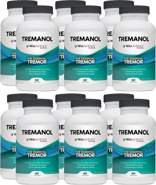 Natural Relief for Essential Tremor - 12 Pack of Tremanol - Reduces Shaky Hands, Arm, Leg, & Voice Tremors