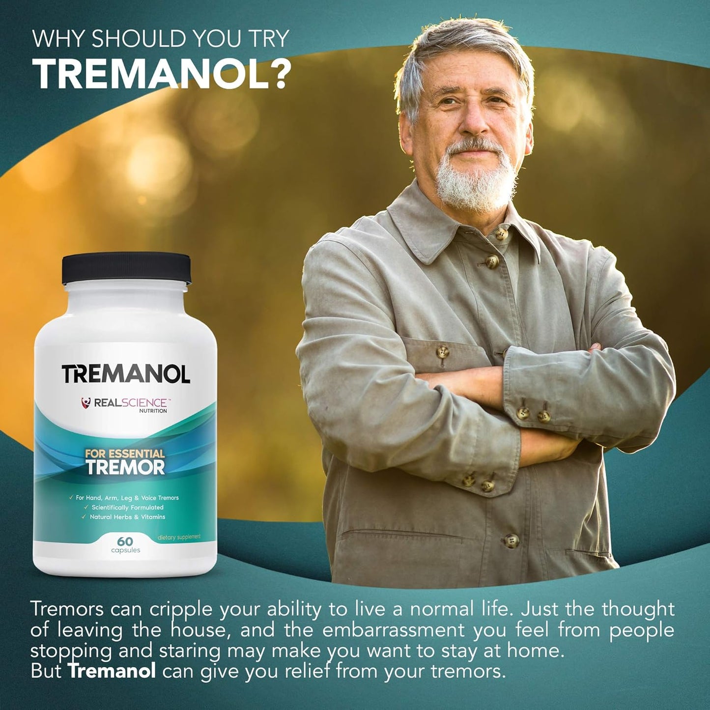 Natural Relief for Essential Tremor - 12 Pack of Tremanol - Reduces Shaky Hands, Arm, Leg, & Voice Tremors