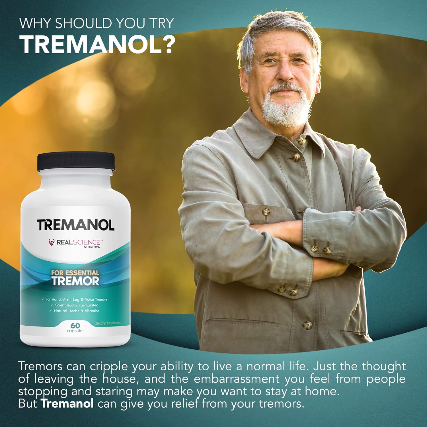 Natural Relief for Essential Tremor - 12 Pack of Tremanol - Reduces Shaky Hands, Arm, Leg, & Voice Tremors