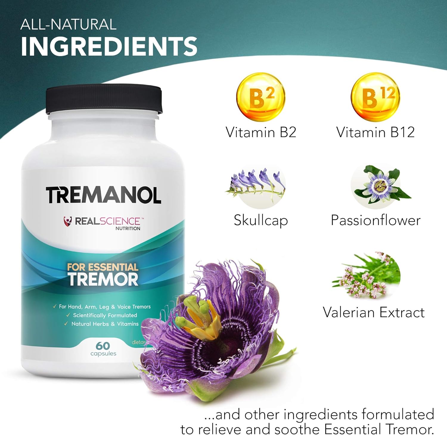 Natural Relief for Essential Tremor - 12 Pack of Tremanol - Reduces Shaky Hands, Arm, Leg, & Voice Tremors