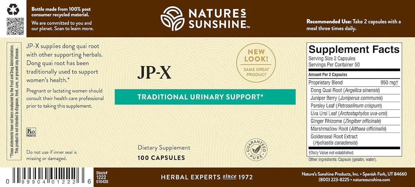 Natural Relief: Nature's Sunshine JP-X Herbal Formula - 100 Capsules for Joint & Muscle Support