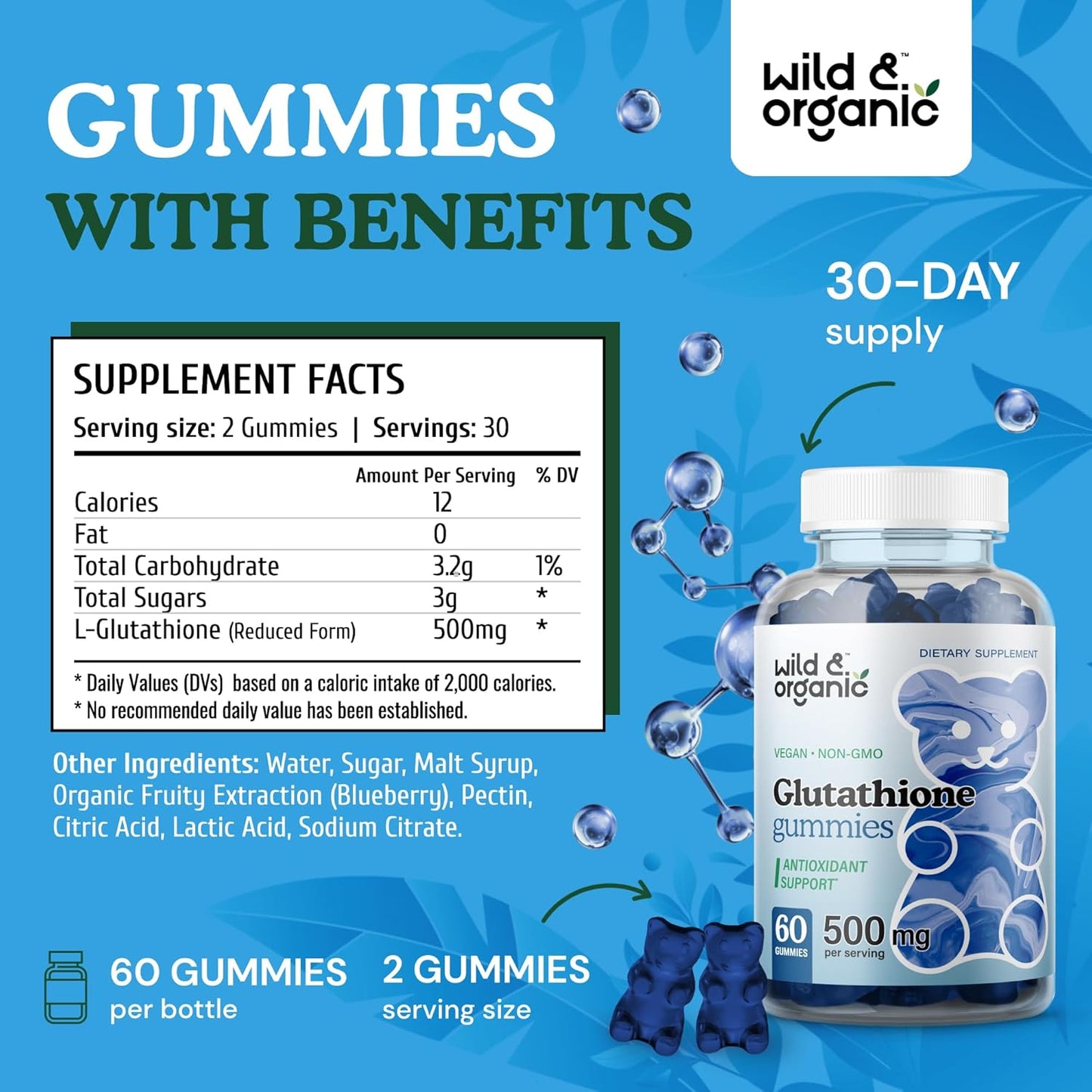 Natural Resveratrol and L-Glutathione Gummies - Wildcrafted and Organic Formula for Immune Support and Antioxidant Boost - BoostGo Australia
