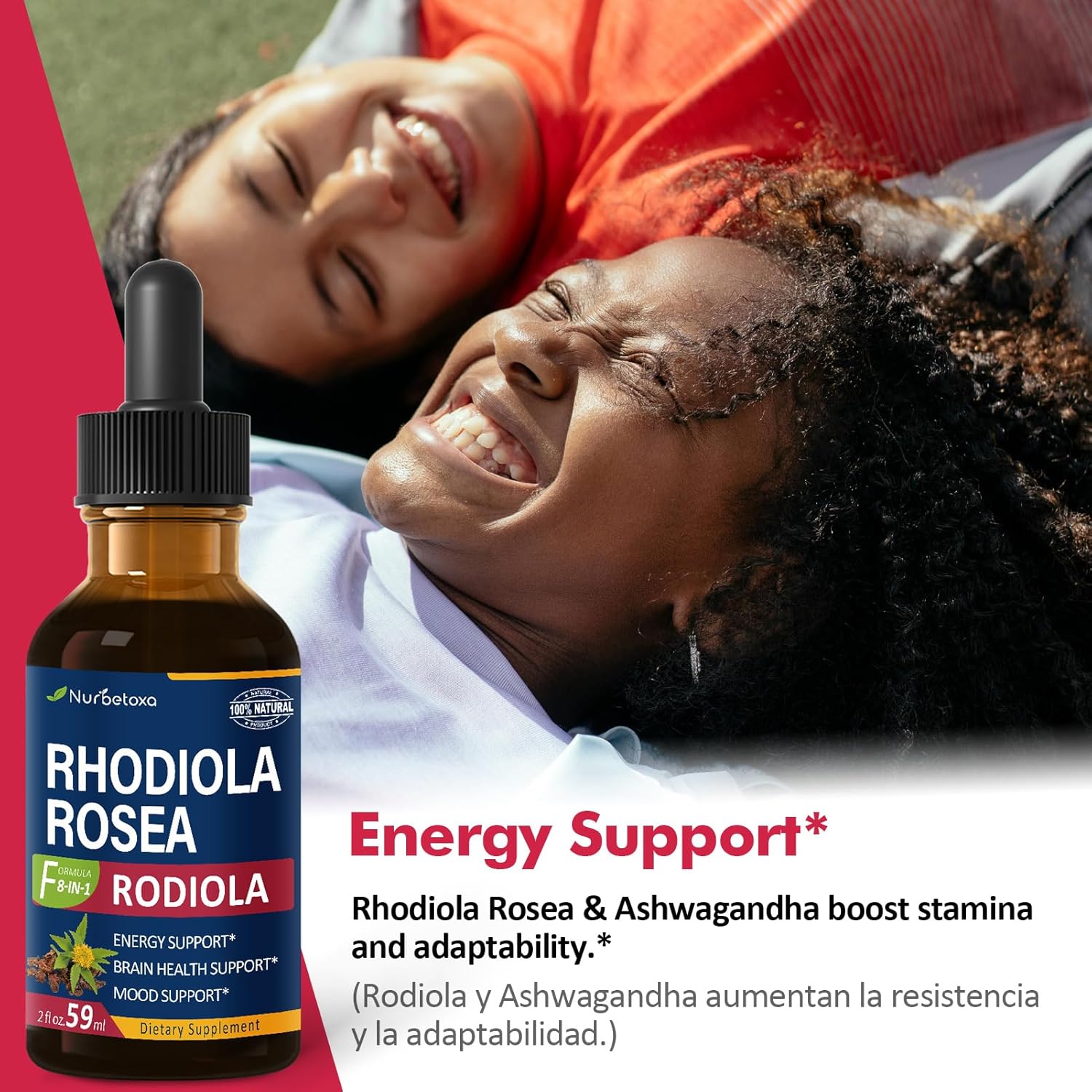 Natural Rhodiola Rosea Liquid Drops for Energy, Brain Health, and Mood Support - 2oz Original Formula