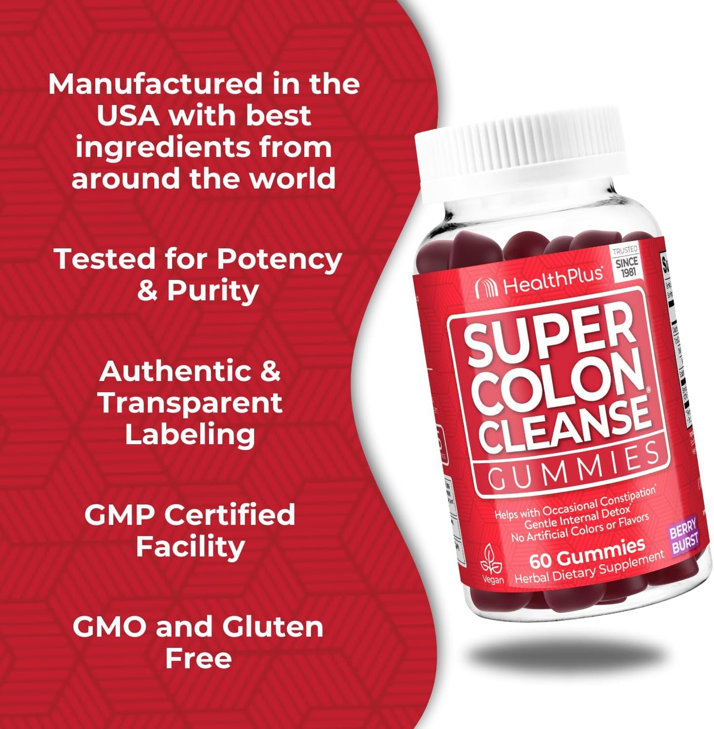 Natural Senna Leaf Extract Colon Cleanse Gummies for Gentle Overnight Relief - 60 Count, Mixed Berry Flavor Dietary Supplement