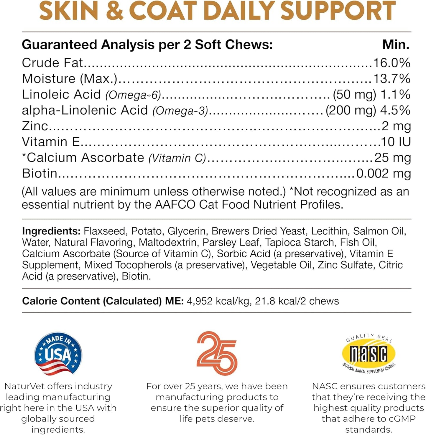 Natural Skin, Coat, and Breath Aid Soft Chews for Dogs - 70 Count, Made in USA with Global Ingredients