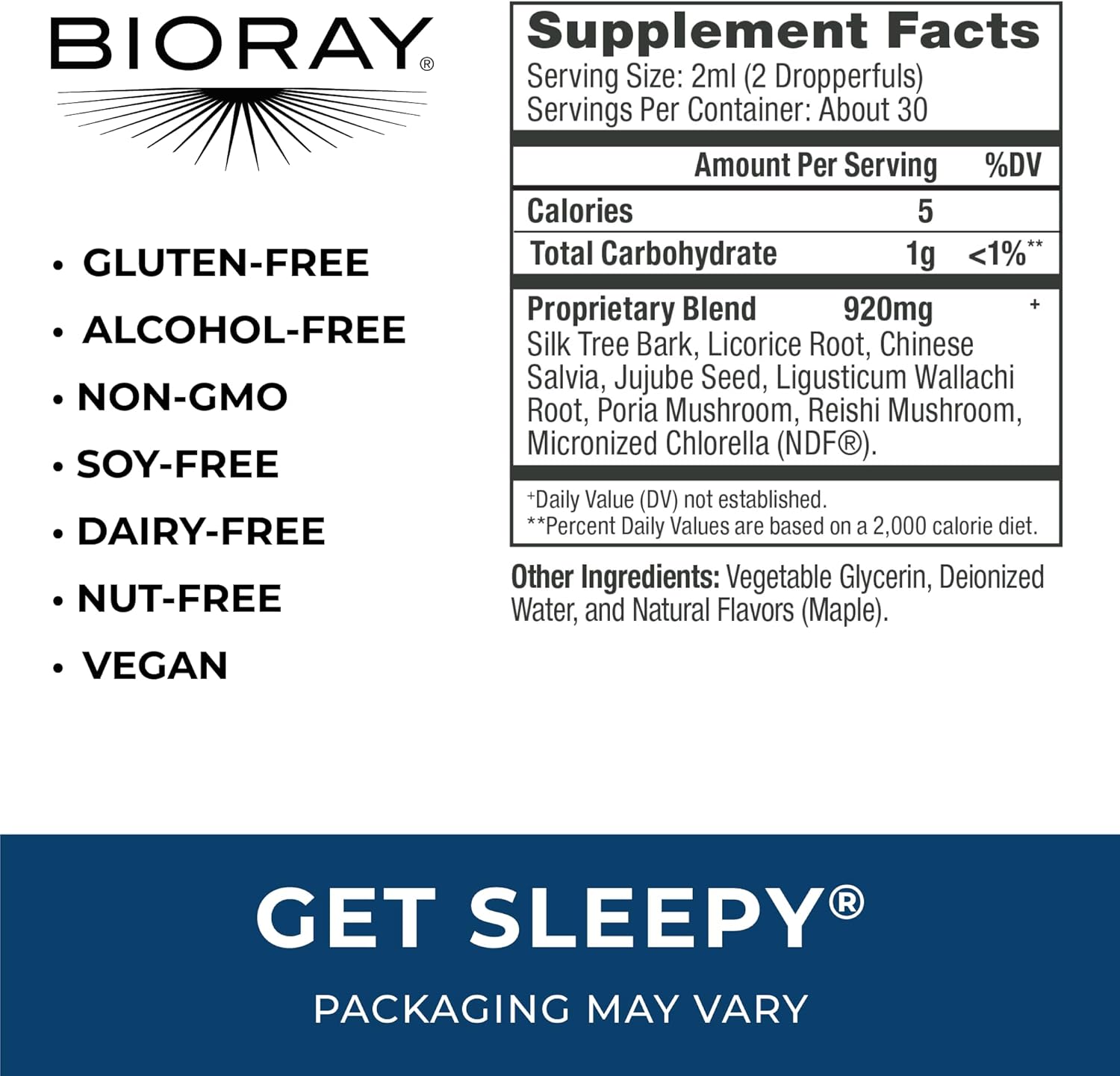 Natural Sleep Aid BIORAY Get Sleepy Liquid Formula 2oz for Restful Sleep