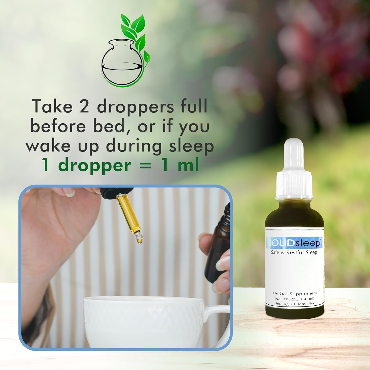 Natural Sleep Aid Liquid Extract with Valerian, Magnolia Bark, Nepeta & Passion Fruit - Mindful SOLIDsleep Supplements for Adults - 30ml