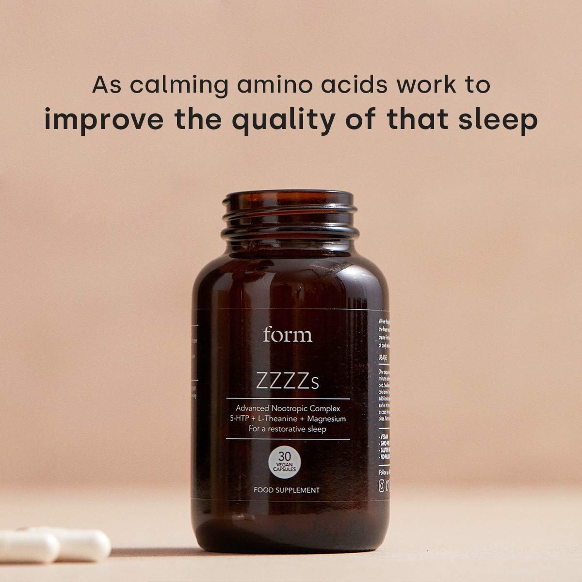 Natural Sleep Aid Supplement - Form ZZZZs with 5-HTP, Magnesium, Zinc, and Calming Amino Acids for Restful Sleep
