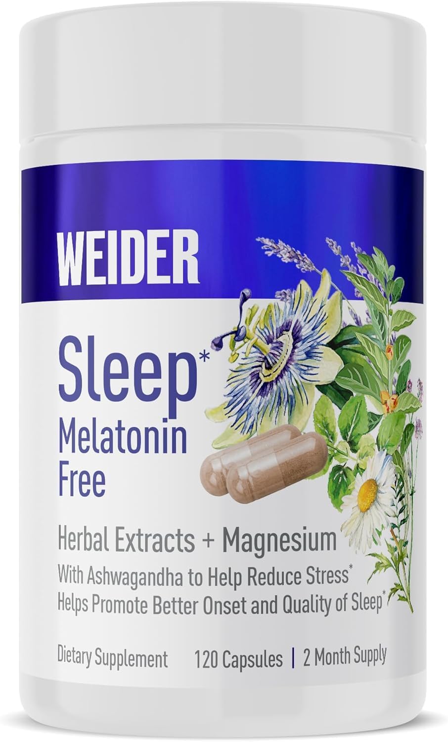 Natural Sleep Aid Supplement with Ashwagandha, Magnesium, Lavender, Lemon Balm - Non-Habit Forming - 120ct