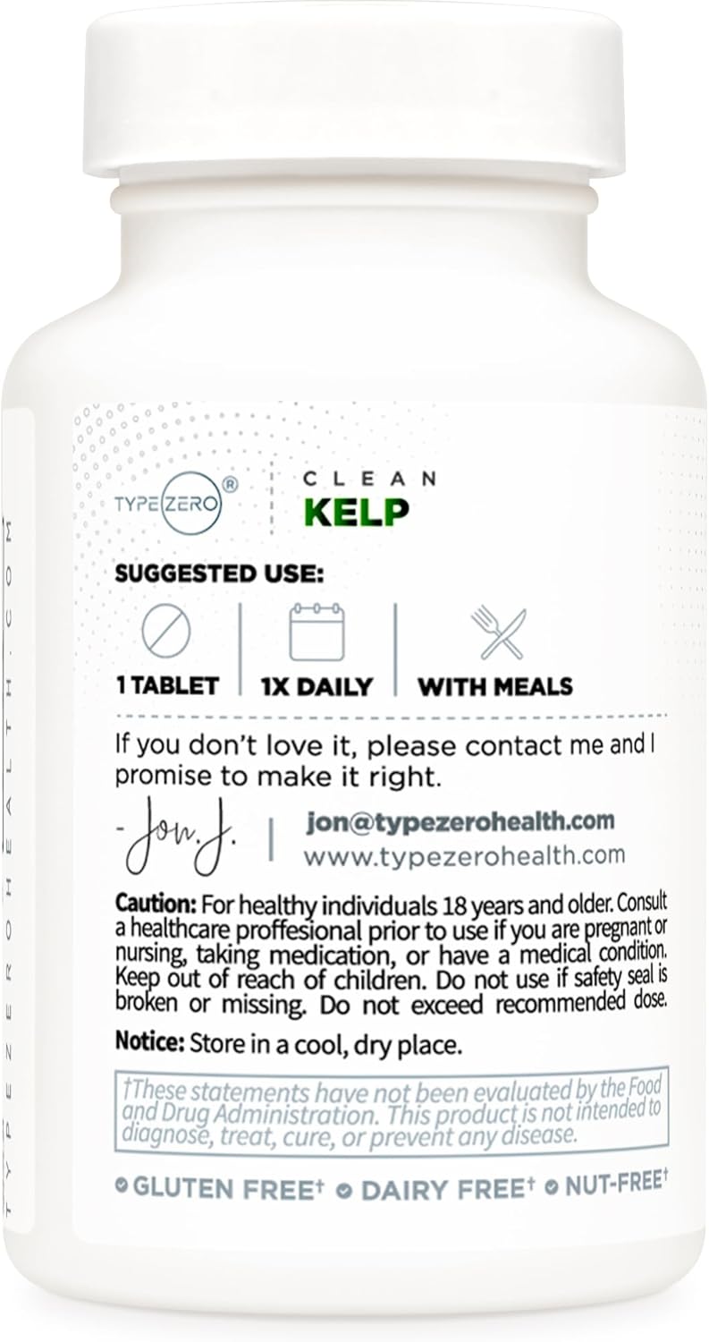 Natural Source of Iodine: Type Zero Clean Kelp Tablets (60 Servings, 325 MCG Per Serving) - Non-GMO & Gluten Free