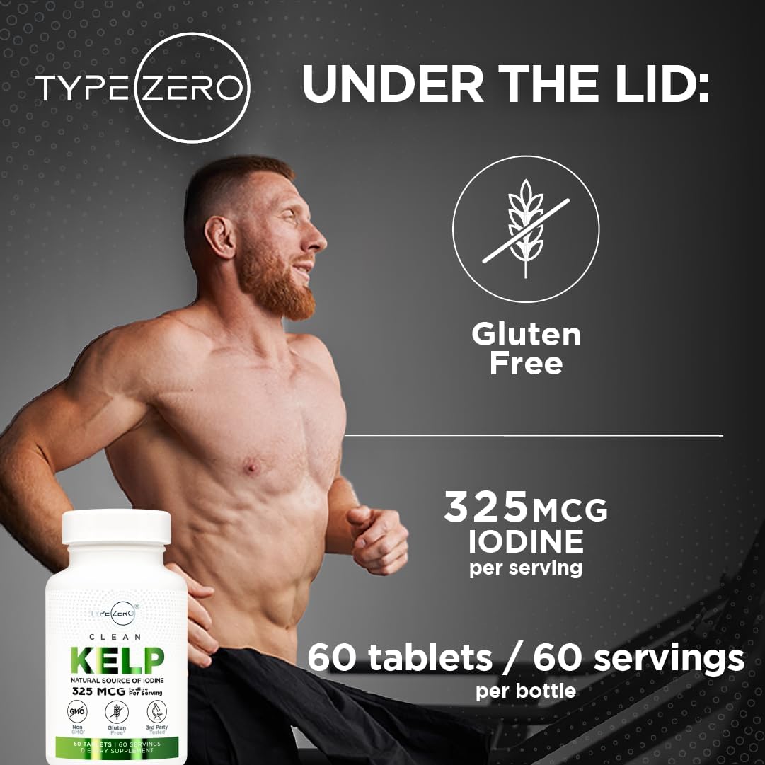 Natural Source of Iodine: Type Zero Clean Kelp Tablets (60 Servings, 325 MCG Per Serving) - Non-GMO & Gluten Free