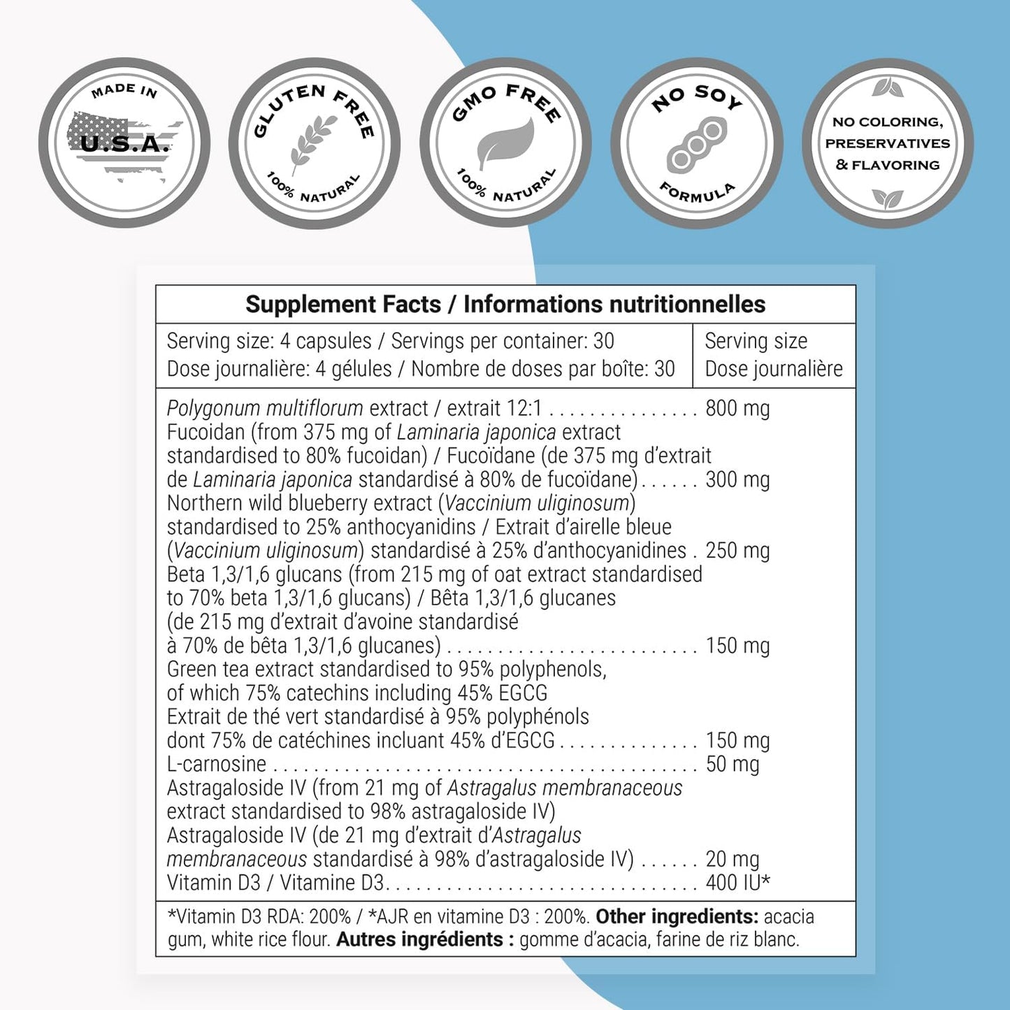 Natural Stem Cell Activator with Fucoidan Extract - Immune System Support - Anti Aging Supplement - 120 Capsules