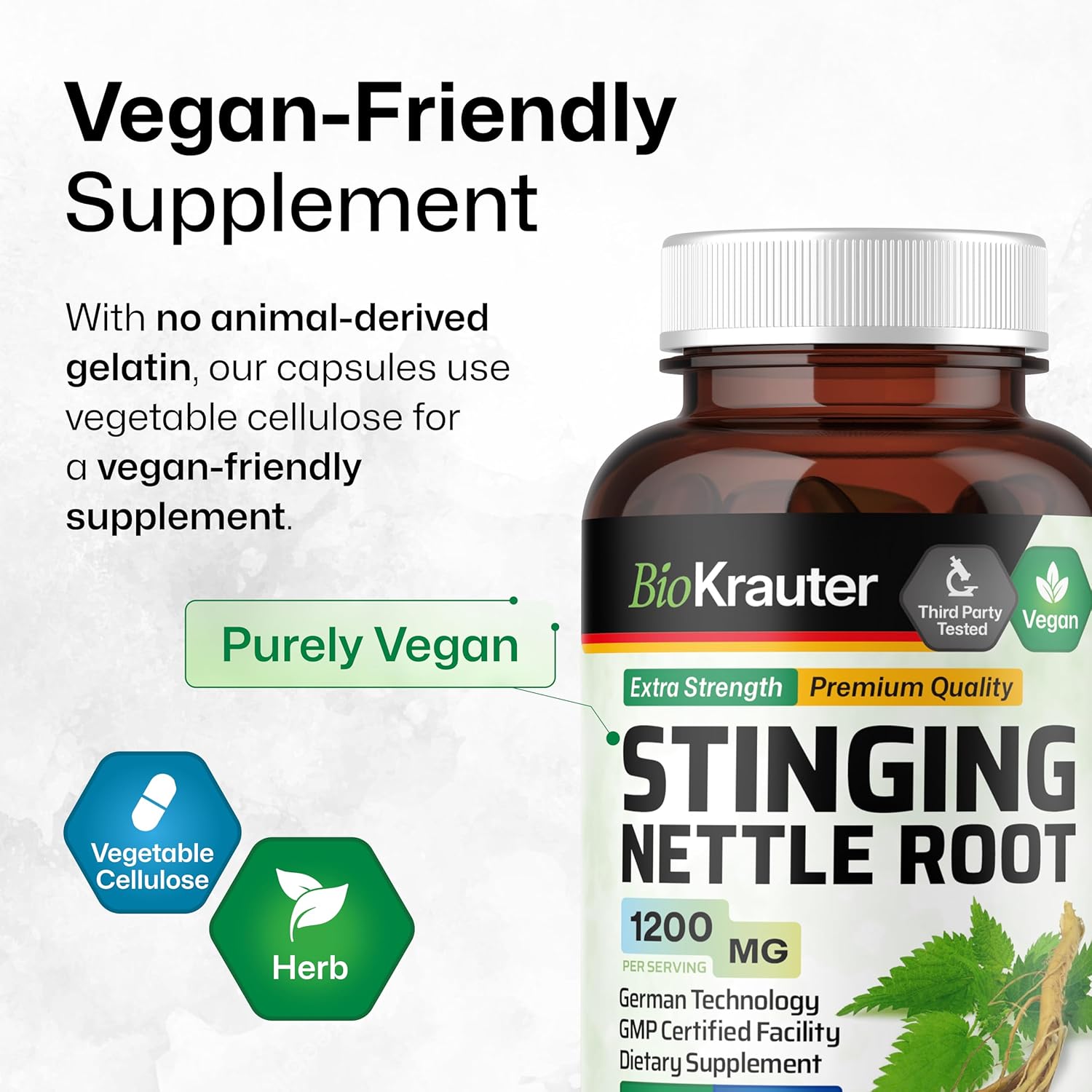 Natural Stinging Nettle Root Capsules 1200mg - Urinary Tract & Overall Support - Non GMO Herbal Supplement - BoostGo Australia
