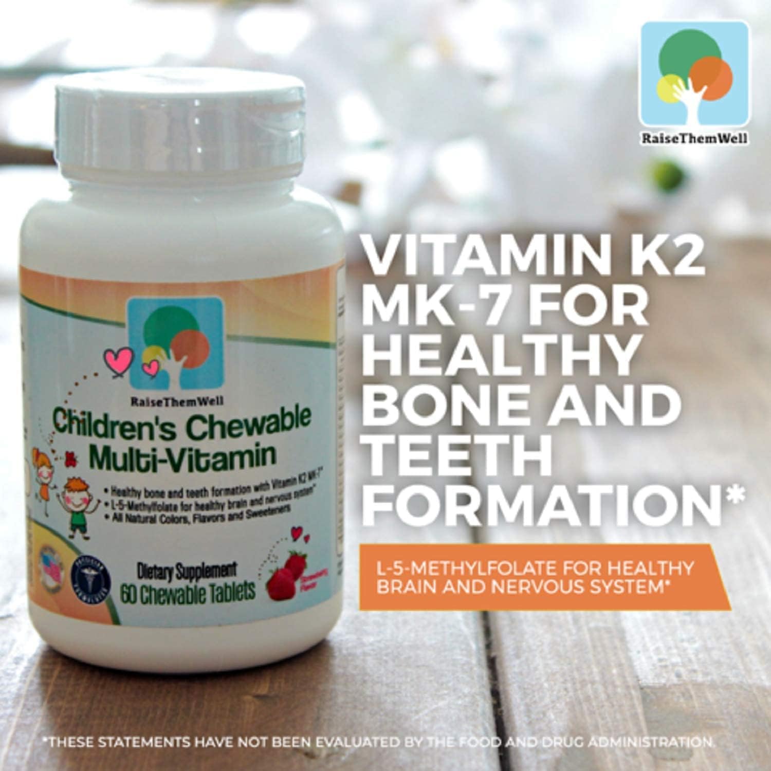 Natural Strawberry Flavored Magnesium & B-6 Kids Focus Supplements Bundle | Chewable Multivitamin for Kids with Magnesium Citrate & Delicious Taste