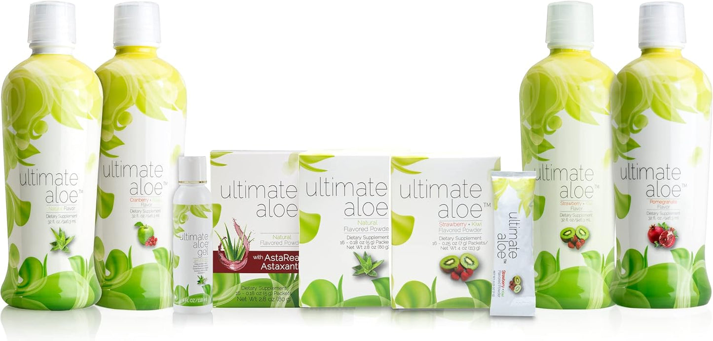 Natural Strawberry & Kiwi Flavored Aloe Vera Juice for Gut Health and Immune Support - 16 Servings