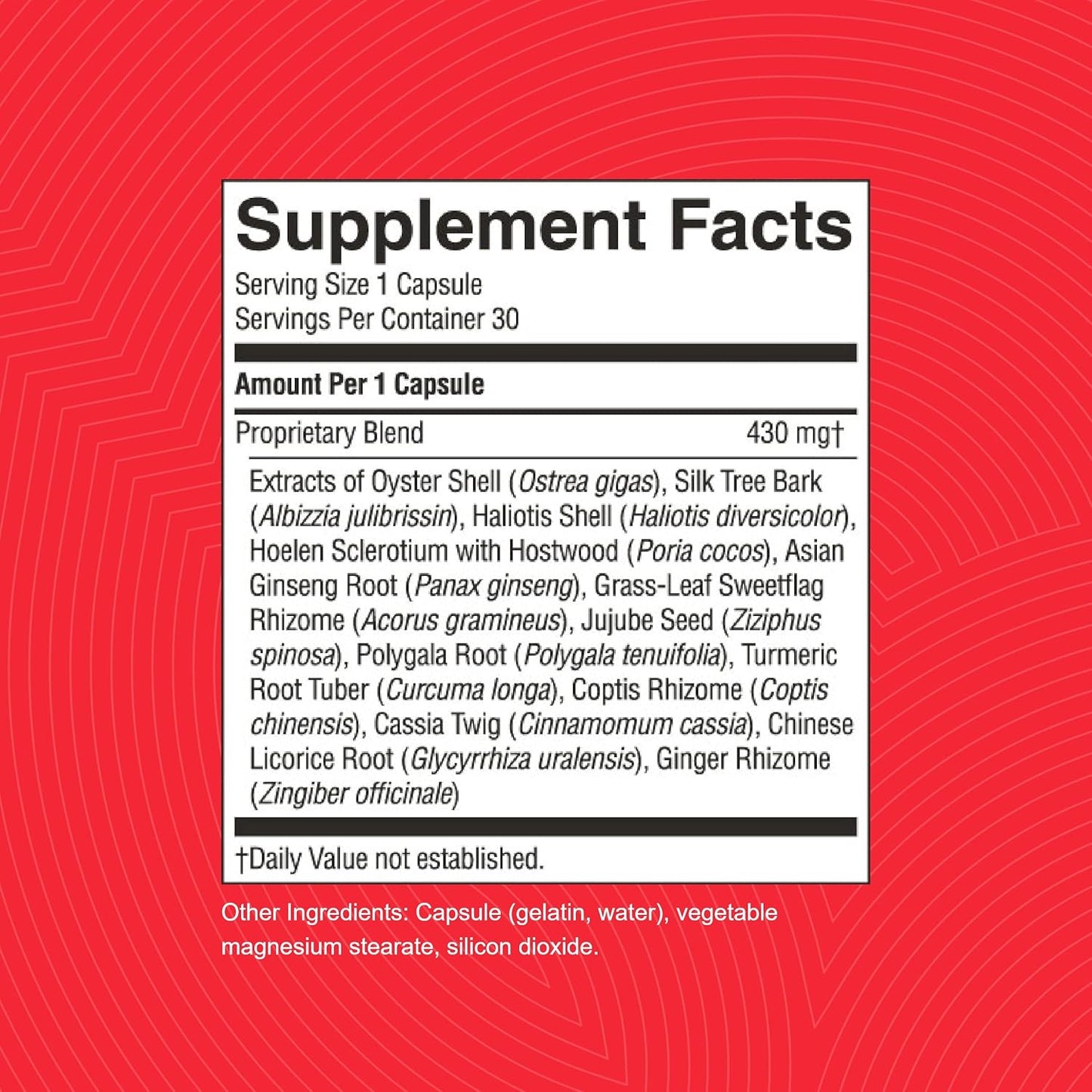 Natural Stress Relief Capsules with Chinese TCM Concentrate - Nourishes Nervous System, Supports Circulatory Health, 30 Caps