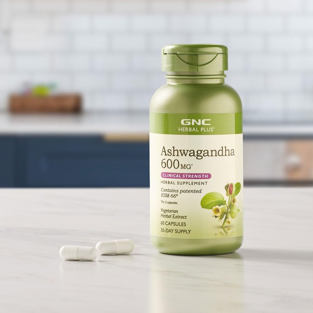 Natural Stress Relief: GNC Herbal Plus Ashwagandha 600mg, 60 Capsules