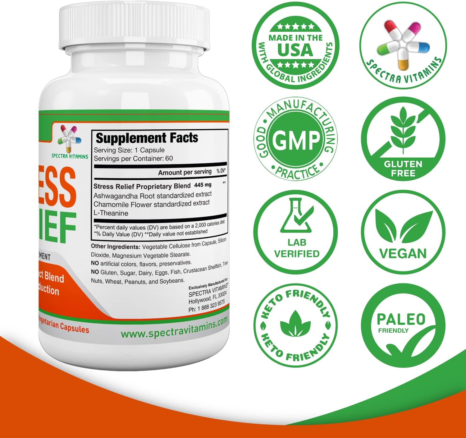 Natural Stress Relief Supplement for Adults with Ashwagandha and Herbal Formula - 60 Capsules, Focus and Energy Support - BoostGo Australia