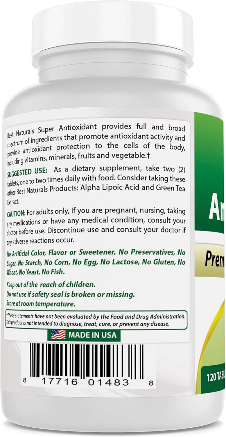 Natural Super Antioxidant Formula - 120 Tablets for Ultimate Health Support