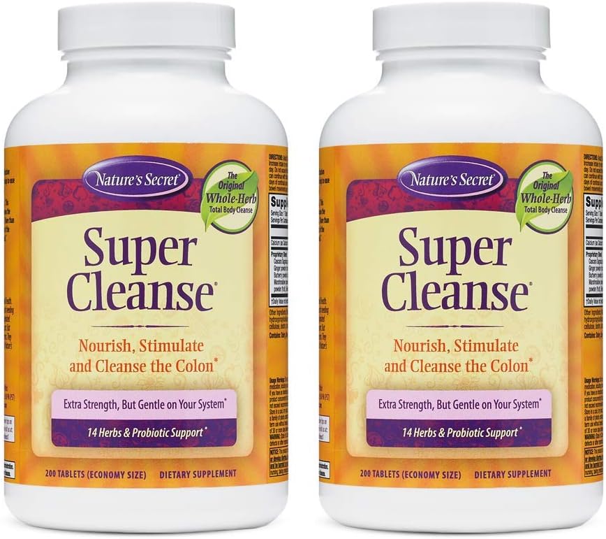 Natural Super Cleanse Detox Tablets - Extra Strength Toxin Elimination, Digestive & Colon Health Support - 14 Herbs with Probiotics - 400 Tablets