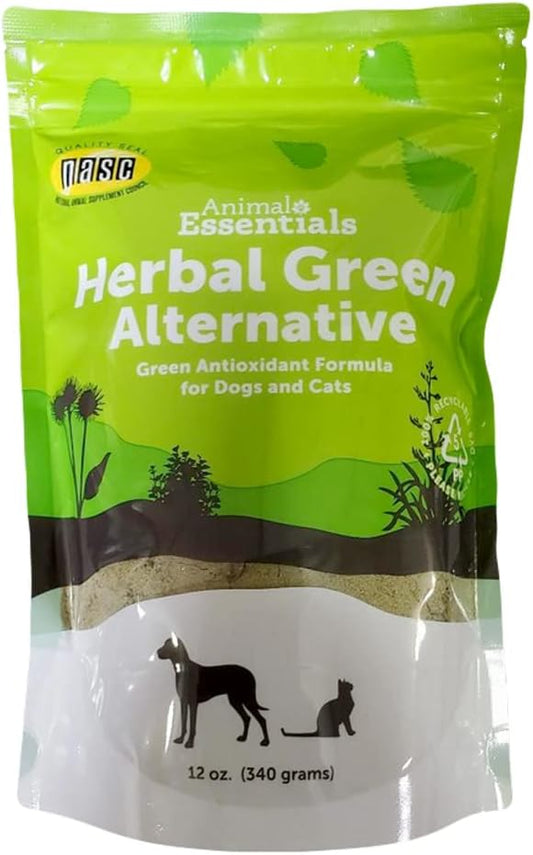 Natural Super Greens Powder Herbal Supplement for Dogs & Cats - 12 Oz - Spirulina, Antioxidants, Chlorophyll - Animal Essentials