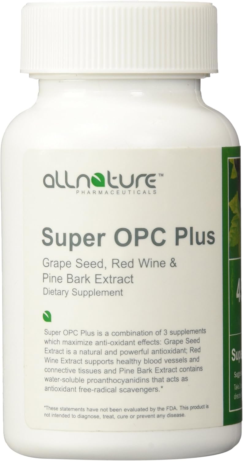 Natural Super OPC Plus with Grape Seed, Red Wine, and Pine Bark Extract for Antioxidant Support