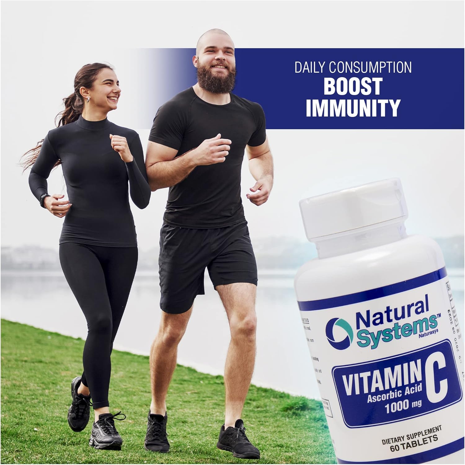 Natural Systems Naturasys Vitamin C 1000mg Tablets - 60 Count - Immune Support Supplement with Ascorbic Acid - Made in USA