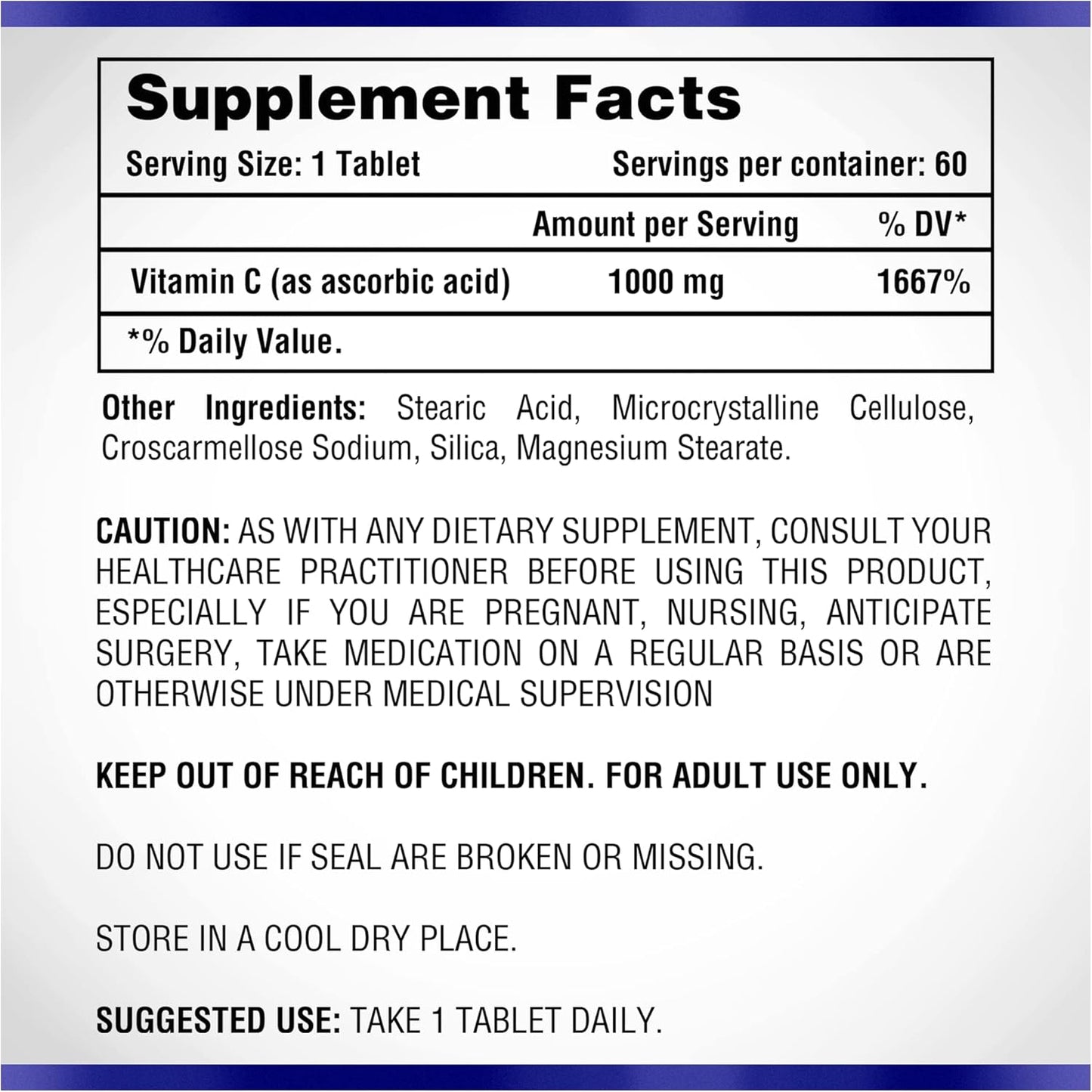 Natural Systems Naturasys Vitamin C 1000mg Tablets - 60 Count - Immune Support Supplement with Ascorbic Acid - Made in USA