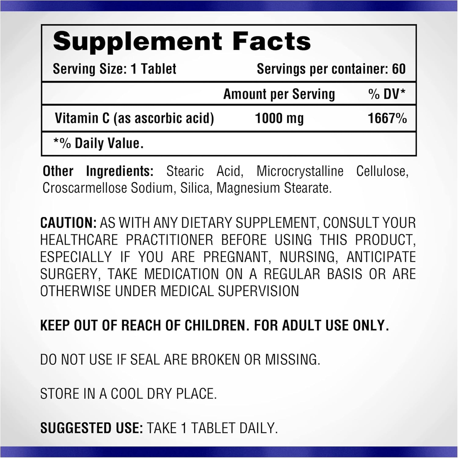 Natural Systems Naturasys Vitamin C 1000mg Tablets - 60 Count - Immune Support Supplement with Ascorbic Acid - Made in USA