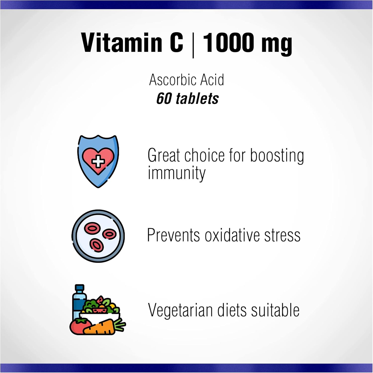 Natural Systems Naturasys Vitamin C 1000mg Tablets - 60 Count - Immune Support Supplement with Ascorbic Acid - Made in USA