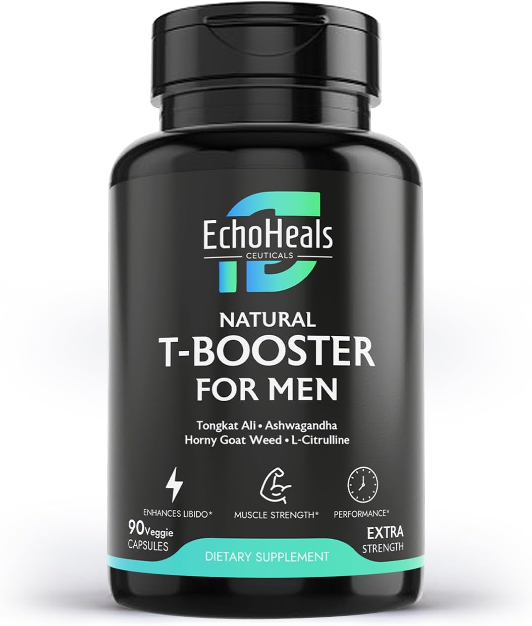 Natural T-Booster for Men - Energy & Vitality Support, 90 Veggie Capsules by EchoHeals CEUTICALS