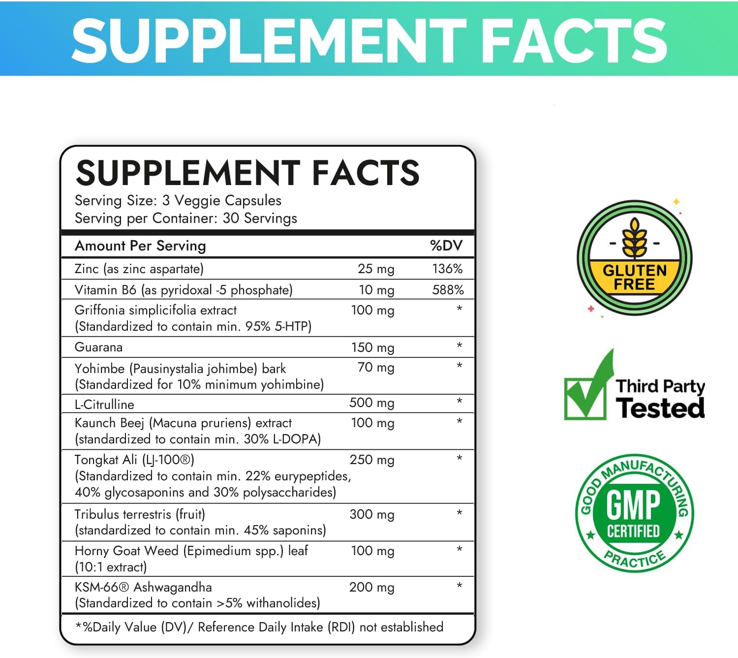 Natural T-Booster for Men - Energy & Vitality Support, 90 Veggie Capsules by EchoHeals CEUTICALS