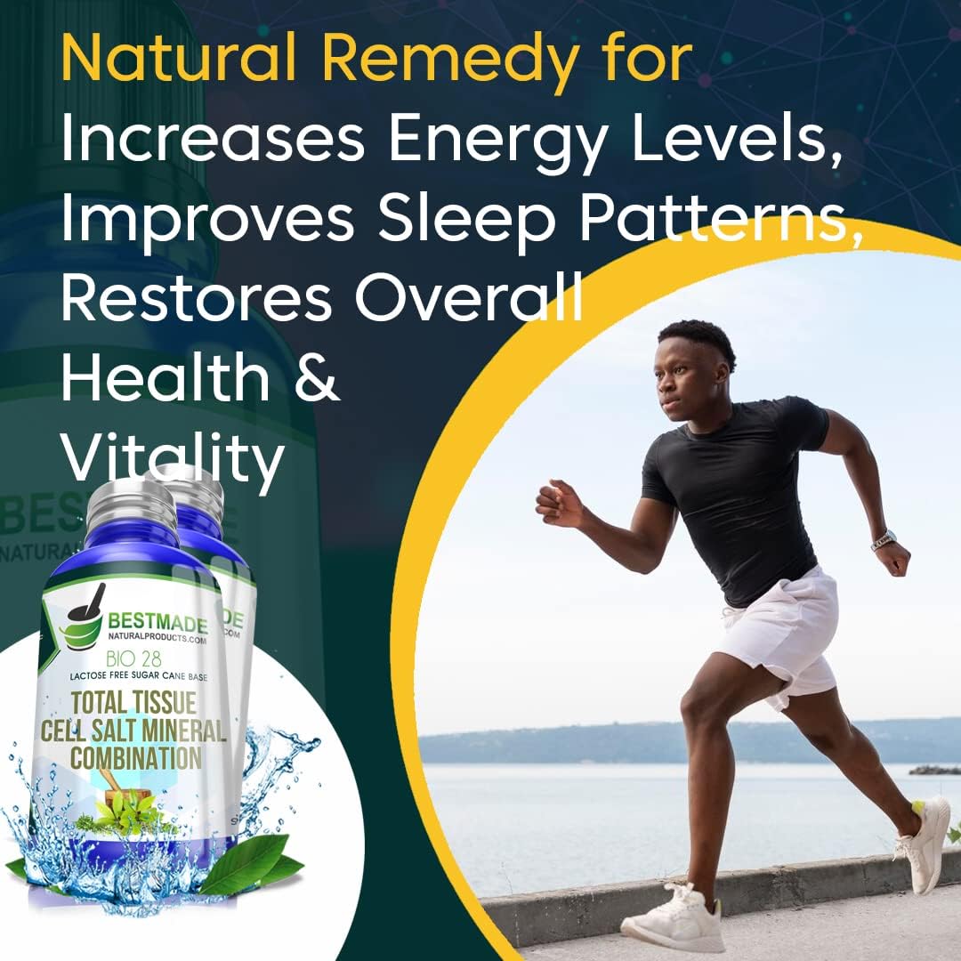 Natural Total Tissue Cell Salt Mineral Combination for Nutrient Absorption, Energy, Sleep, and Vitality | Vegan Bio 28, Lactose Free, Sugar Cane Based