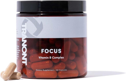 Natural Tranont Focus Vitamin B Complex Supplement with Green Tea & Lion's Mane for Mental Clarity, Energy, and Immune Health - Vegan, Gluten-Free - 90 Capsules