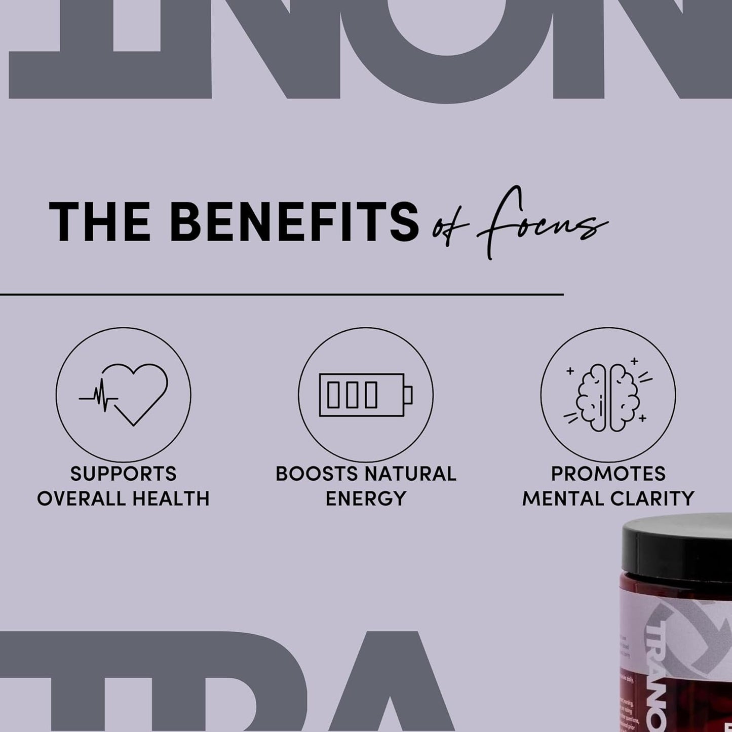 Natural Tranont Focus Vitamin B Complex Supplement with Green Tea & Lion's Mane for Mental Clarity, Energy, and Immune Health - Vegan, Gluten-Free - 90 Capsules