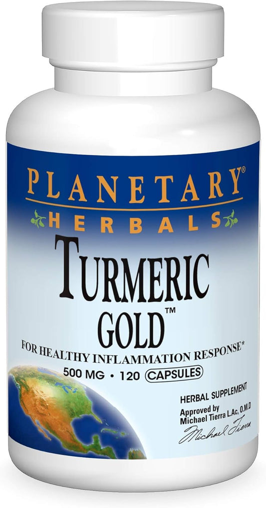 Natural Turmeric Gold Capsules - 500 Mg, 120 Count by Planetary Herbals