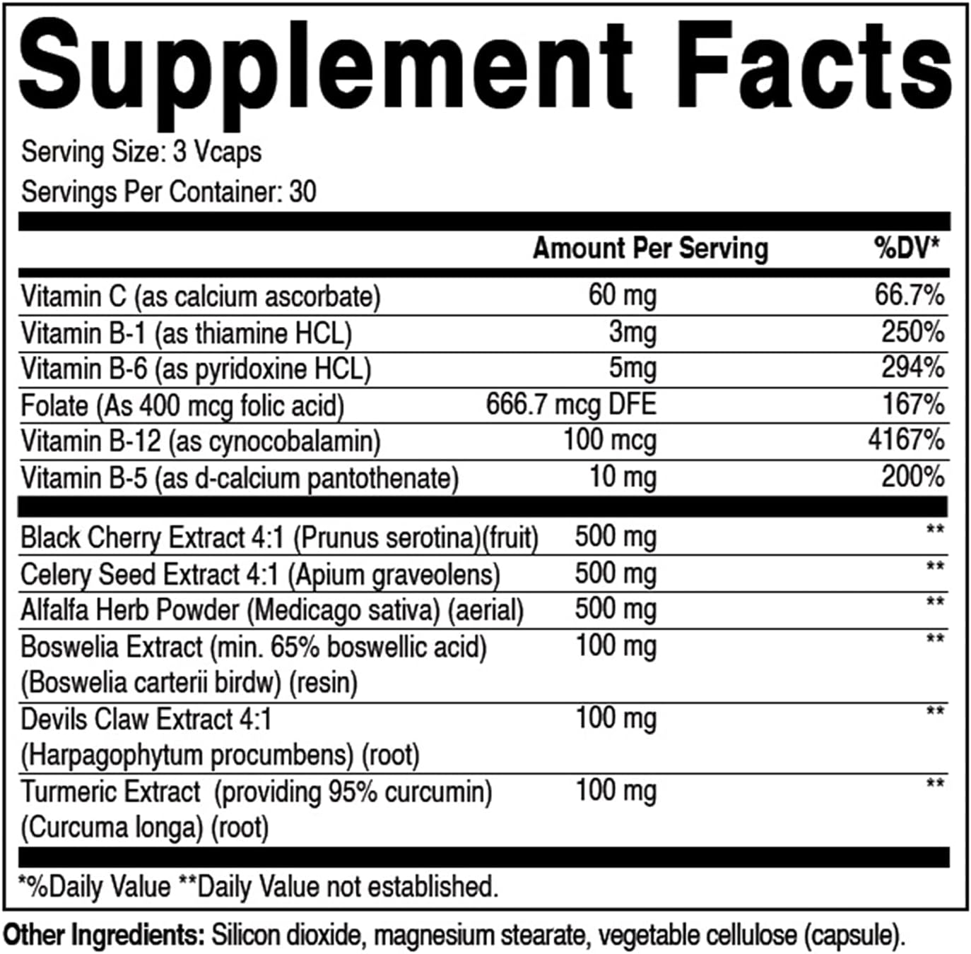 Natural Uric Acid Cleanse Vitamins for Men and Women - 180 Veggie Capsules