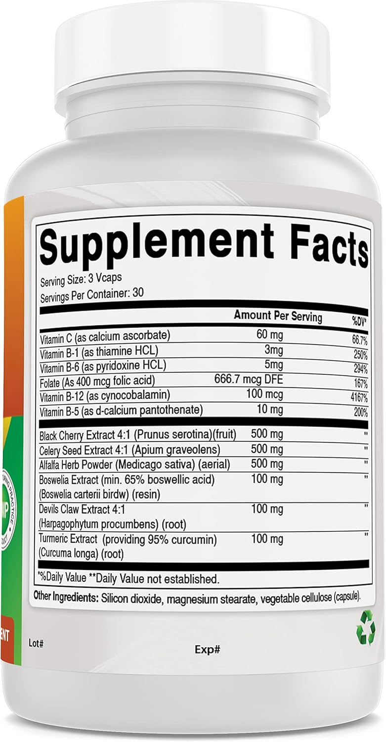 Natural Uric Acid Cleanse Vitamins for Men and Women - 180 Veggie Capsules