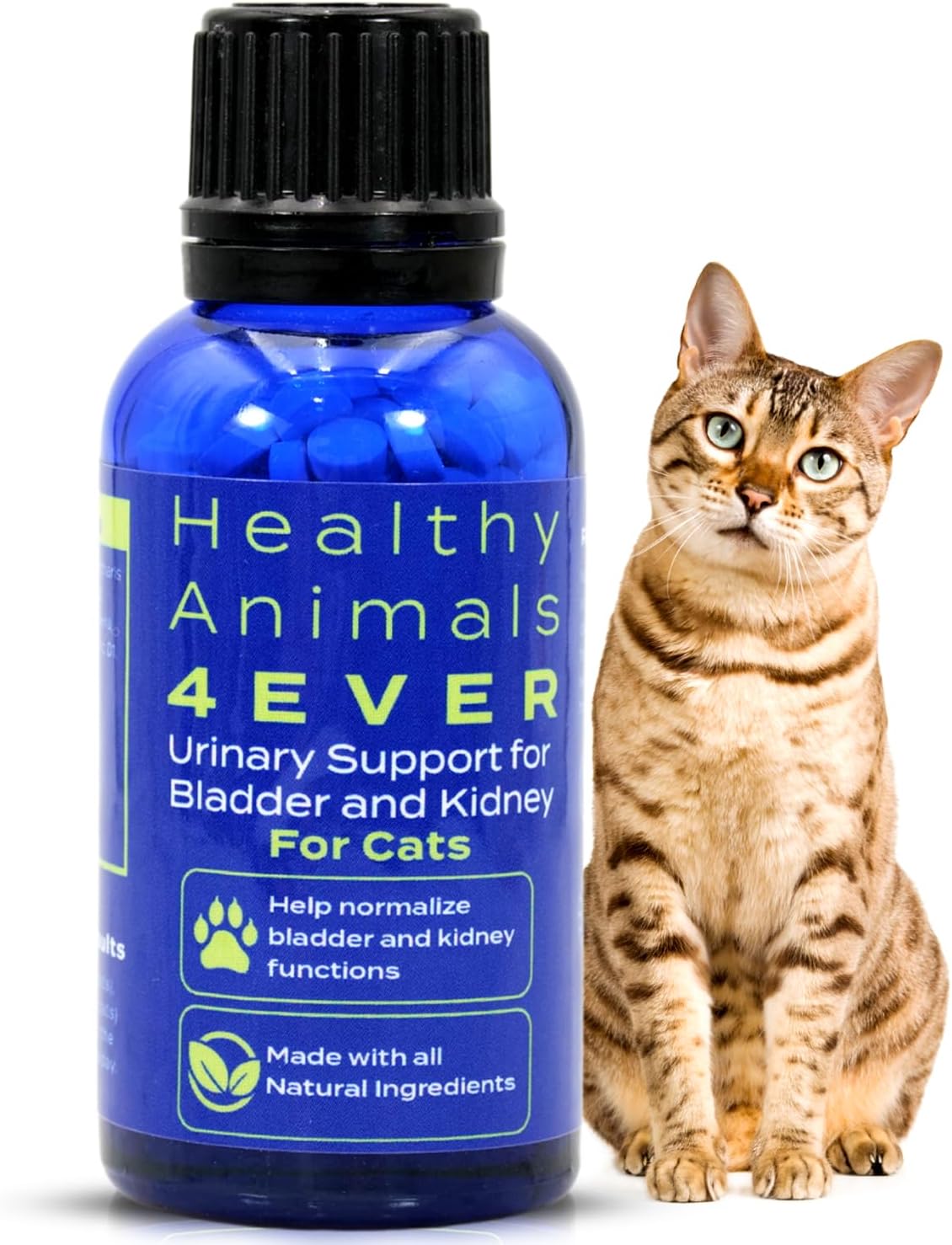 Natural Urinary Support Supplement for Cats - Promotes Bladder and Kidney Health - Effective for UTIs & Renal Cleansing - 300ct - Non-GMO & Organic - Preservative Free